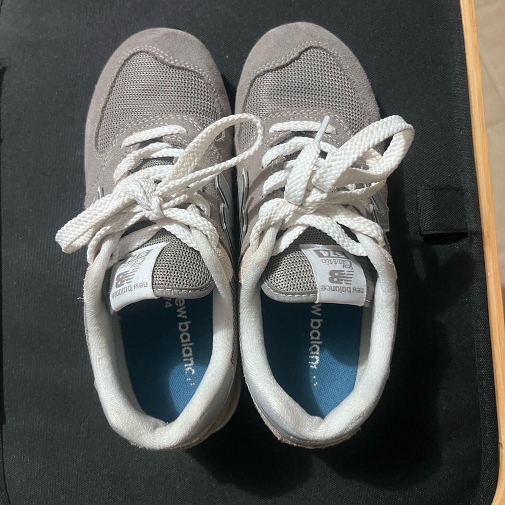 New Balance Kids Gray and White Lace-Up Sneakers
